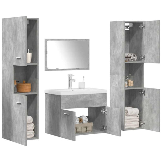 vidaXL 5 Piece Bathroom Furniture Set Concrete Grey Engineered Wood