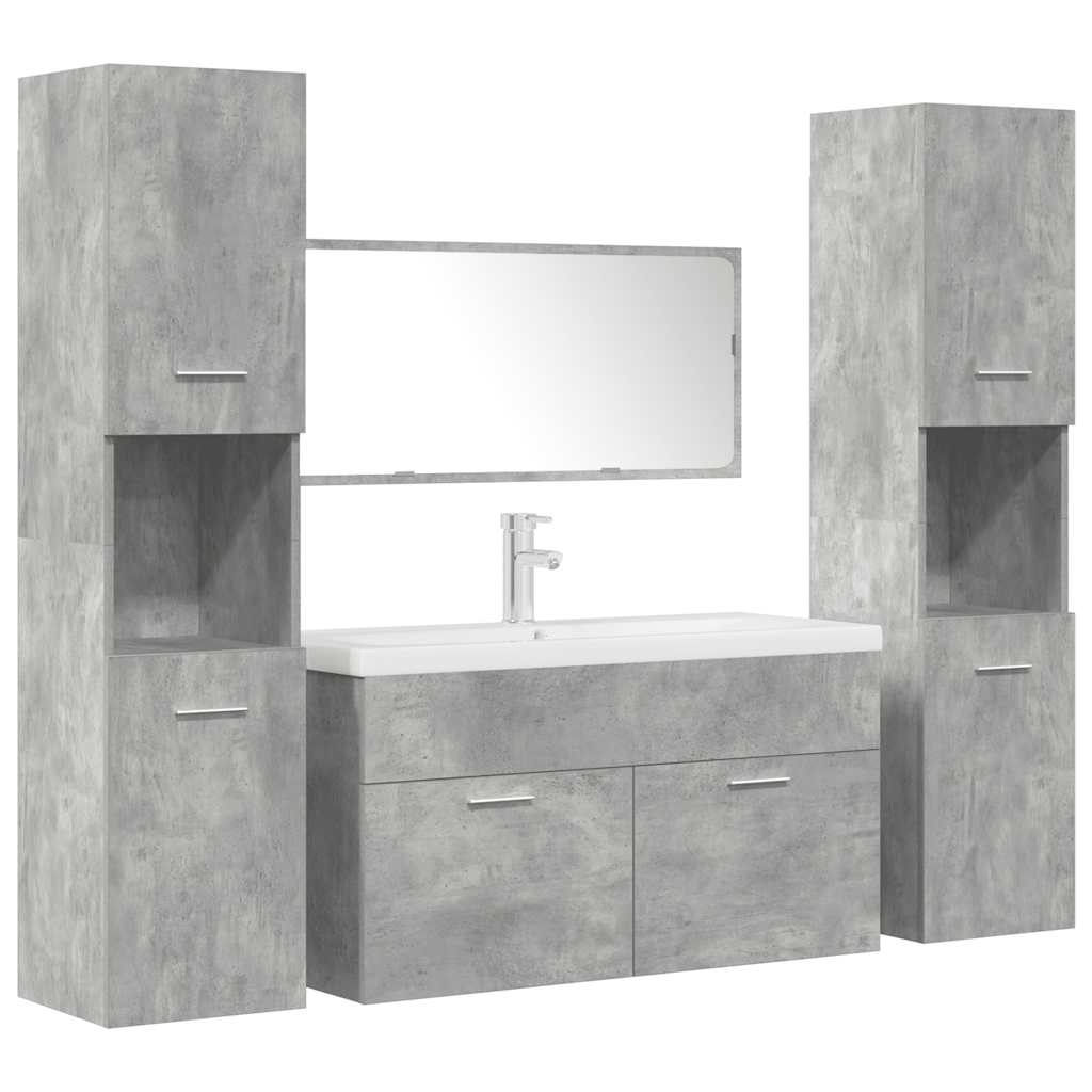 vidaXL 5 Piece Bathroom Furniture Set Concrete Grey Engineered Wood