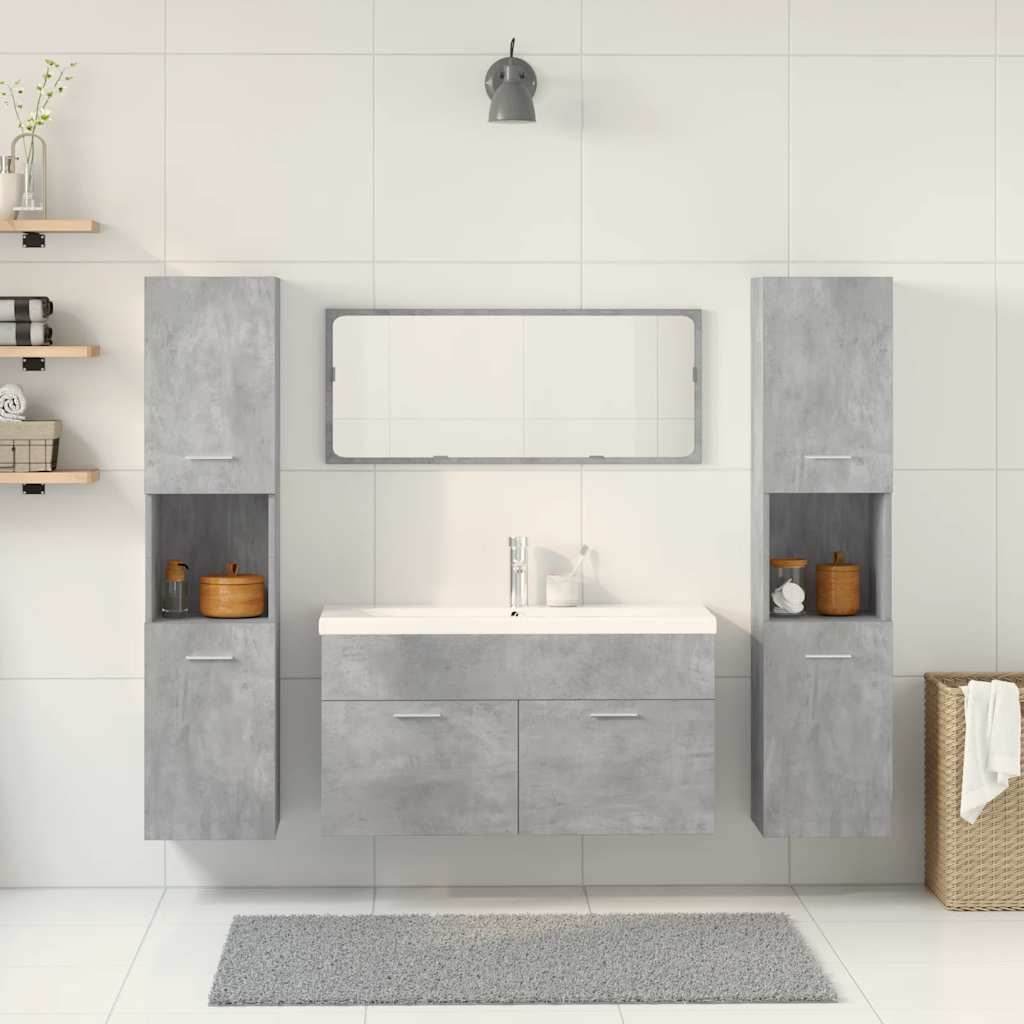 vidaXL 5 Piece Bathroom Furniture Set Concrete Grey Engineered Wood