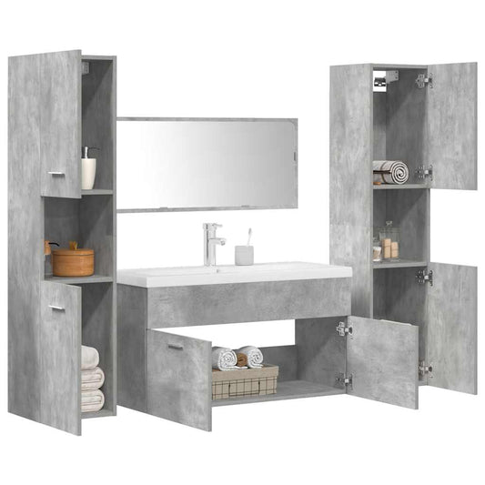 vidaXL 5 Piece Bathroom Furniture Set Concrete Grey Engineered Wood