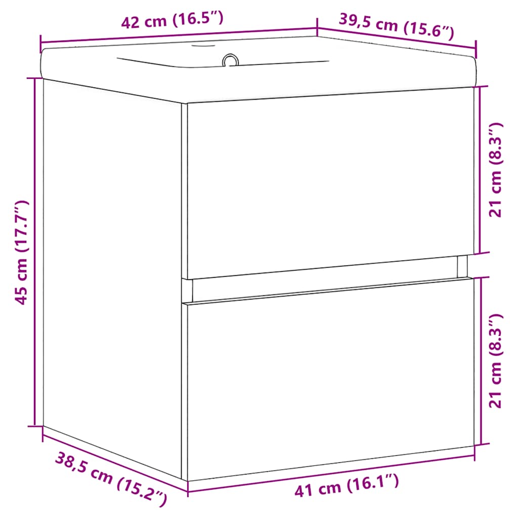 2 Piece Bathroom Furniture Set Concrete Grey Engineered Wood