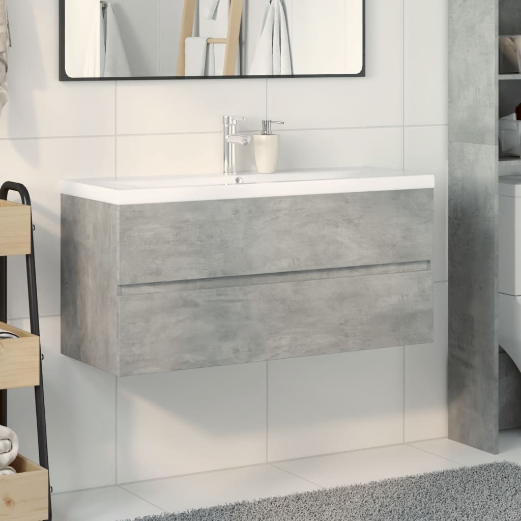 vidaXL 2 Piece Bathroom Furniture Set Concrete Grey Engineered Wood