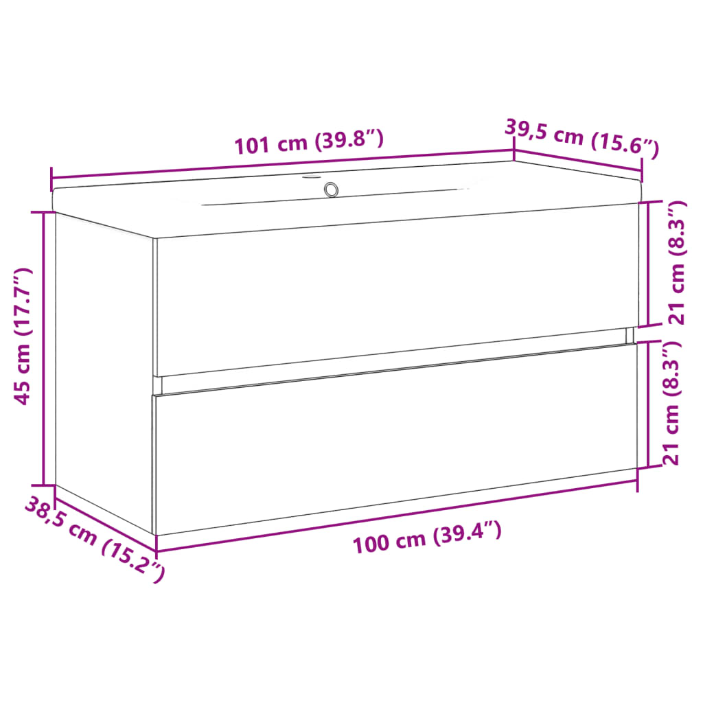 vidaXL 2 Piece Bathroom Furniture Set Concrete Grey Engineered Wood