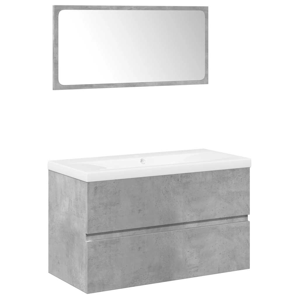 vidaXL 3 Piece Bathroom Furniture Set Concrete Grey Engineered Wood