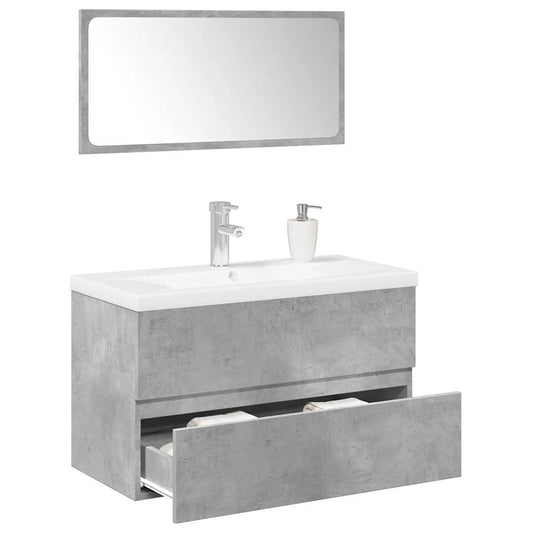 vidaXL 3 Piece Bathroom Furniture Set Concrete Grey Engineered Wood