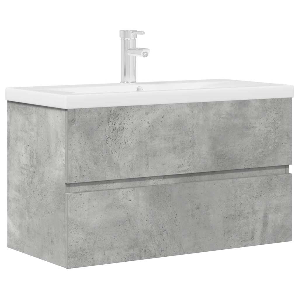 vidaXL 2 Piece Bathroom Furniture Set Concrete Grey Engineered Wood