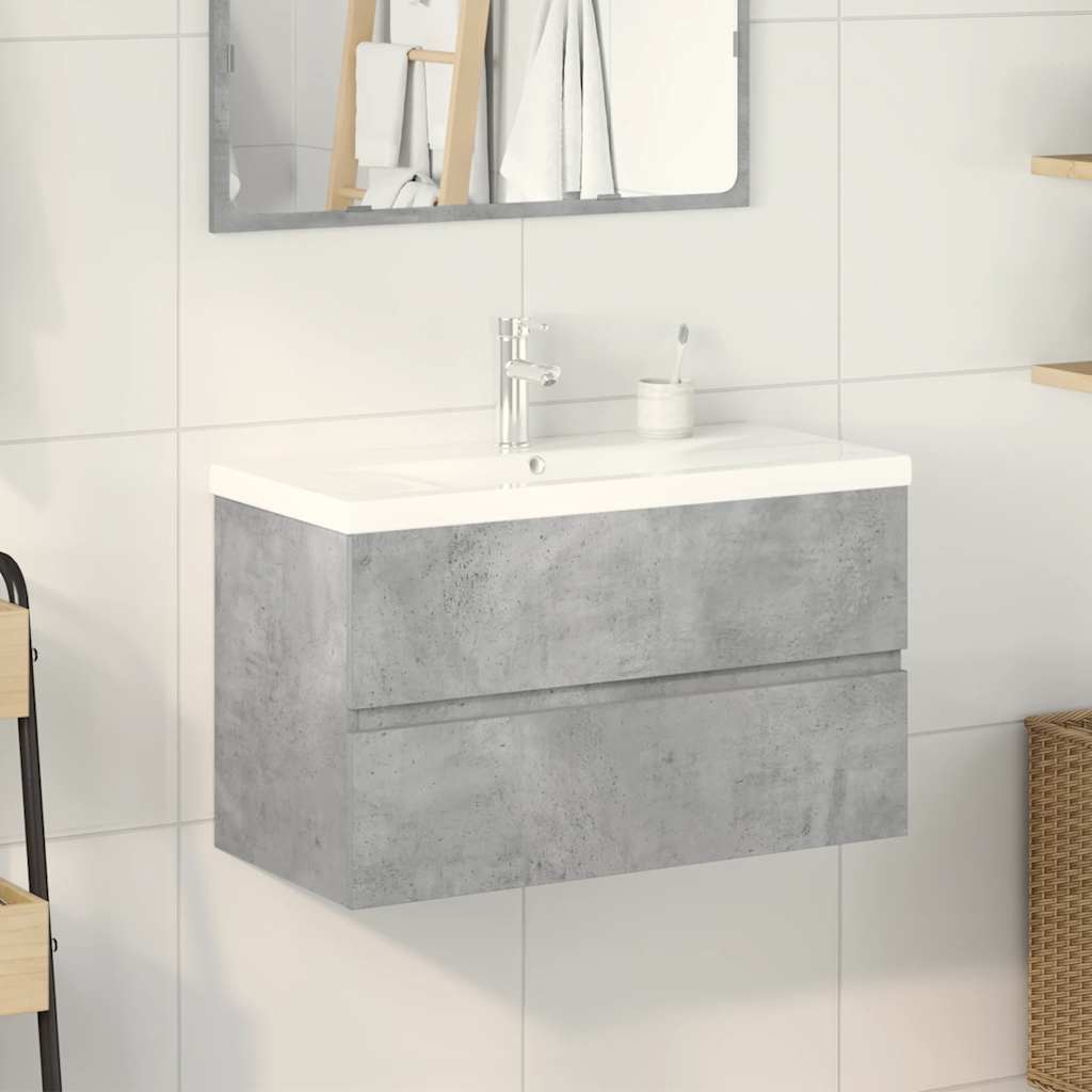 vidaXL 2 Piece Bathroom Furniture Set Concrete Grey Engineered Wood