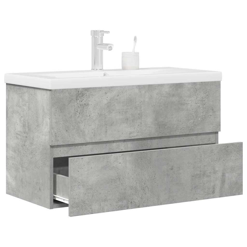 vidaXL 2 Piece Bathroom Furniture Set Concrete Grey Engineered Wood