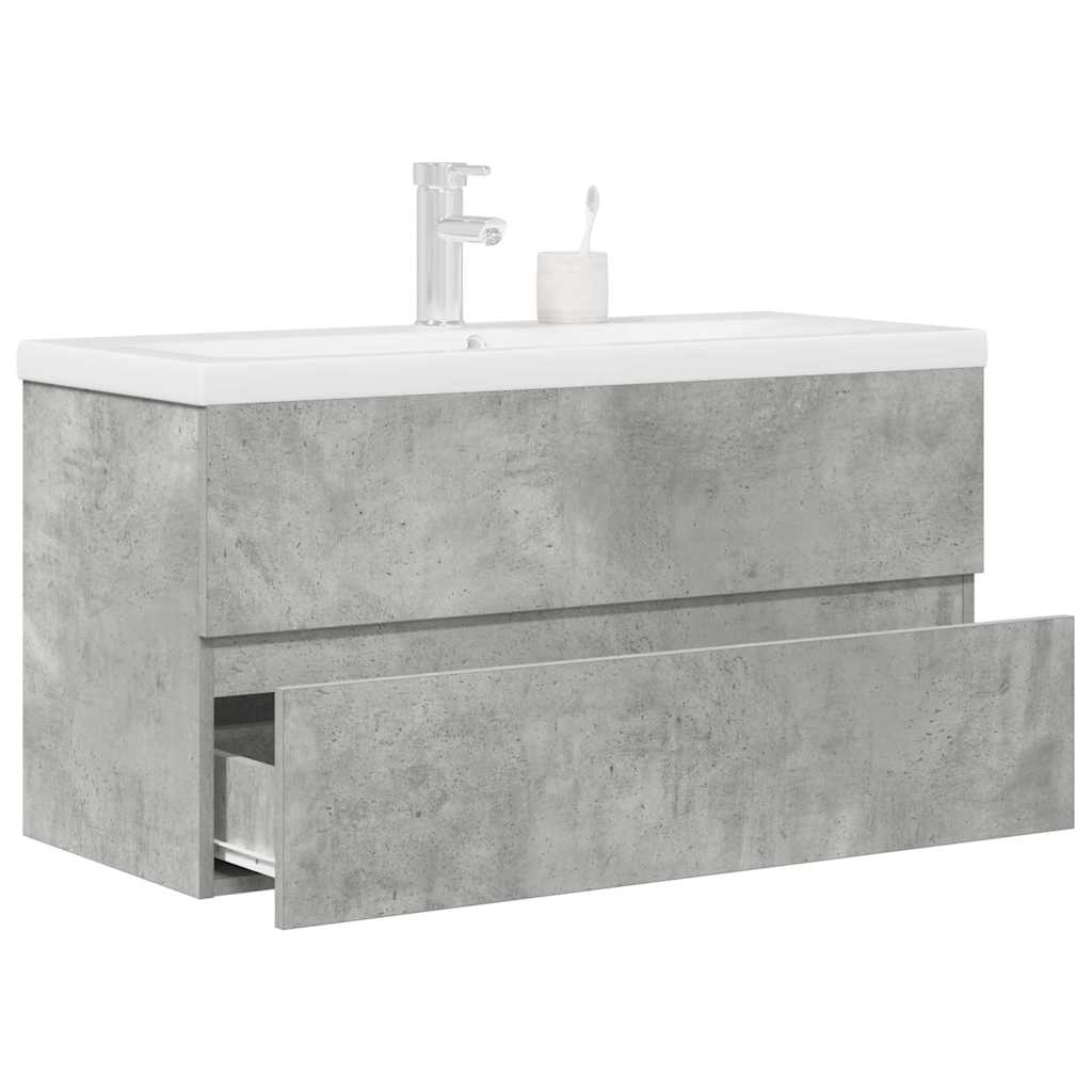 vidaXL 2 Piece Bathroom Furniture Set Concrete Grey Engineered Wood