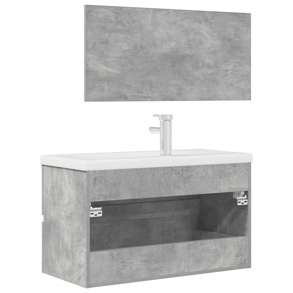 vidaXL 3 Piece Bathroom Furniture Set Concrete Grey Engineered Wood