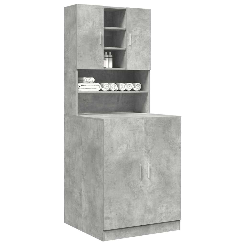 vidaXL Washing Machine Cabinets 2 pcs Concrete Grey Engineered wood