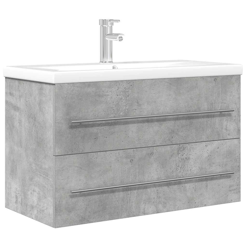 vidaXL 2 Piece Bathroom Furniture Set Concrete Grey Engineered Wood