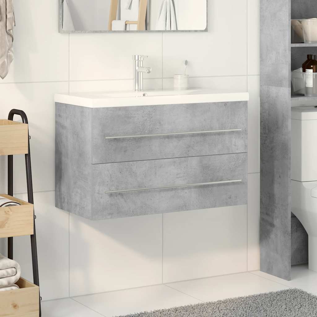 vidaXL 2 Piece Bathroom Furniture Set Concrete Grey Engineered Wood