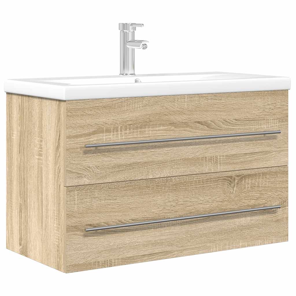 vidaXL 2 Piece Bathroom Furniture Set Sonoma Oak Engineered Wood