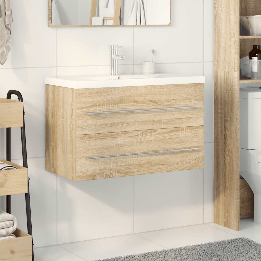 vidaXL 2 Piece Bathroom Furniture Set Sonoma Oak Engineered Wood