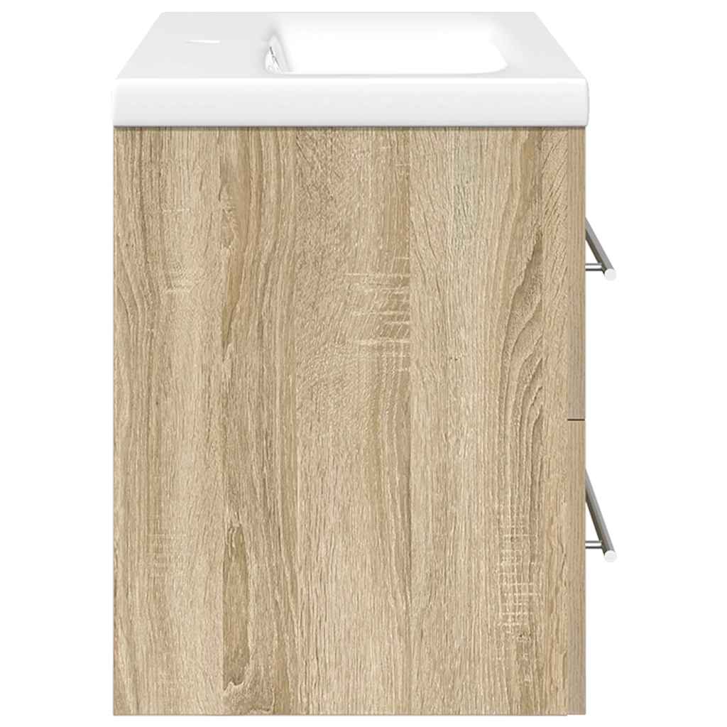 vidaXL 2 Piece Bathroom Furniture Set Sonoma Oak Engineered Wood