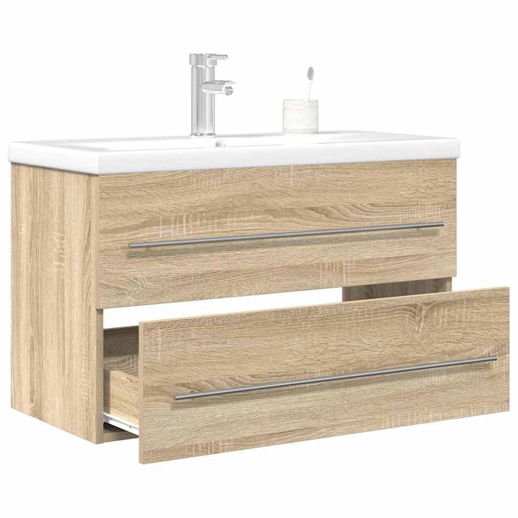 vidaXL 2 Piece Bathroom Furniture Set Sonoma Oak Engineered Wood