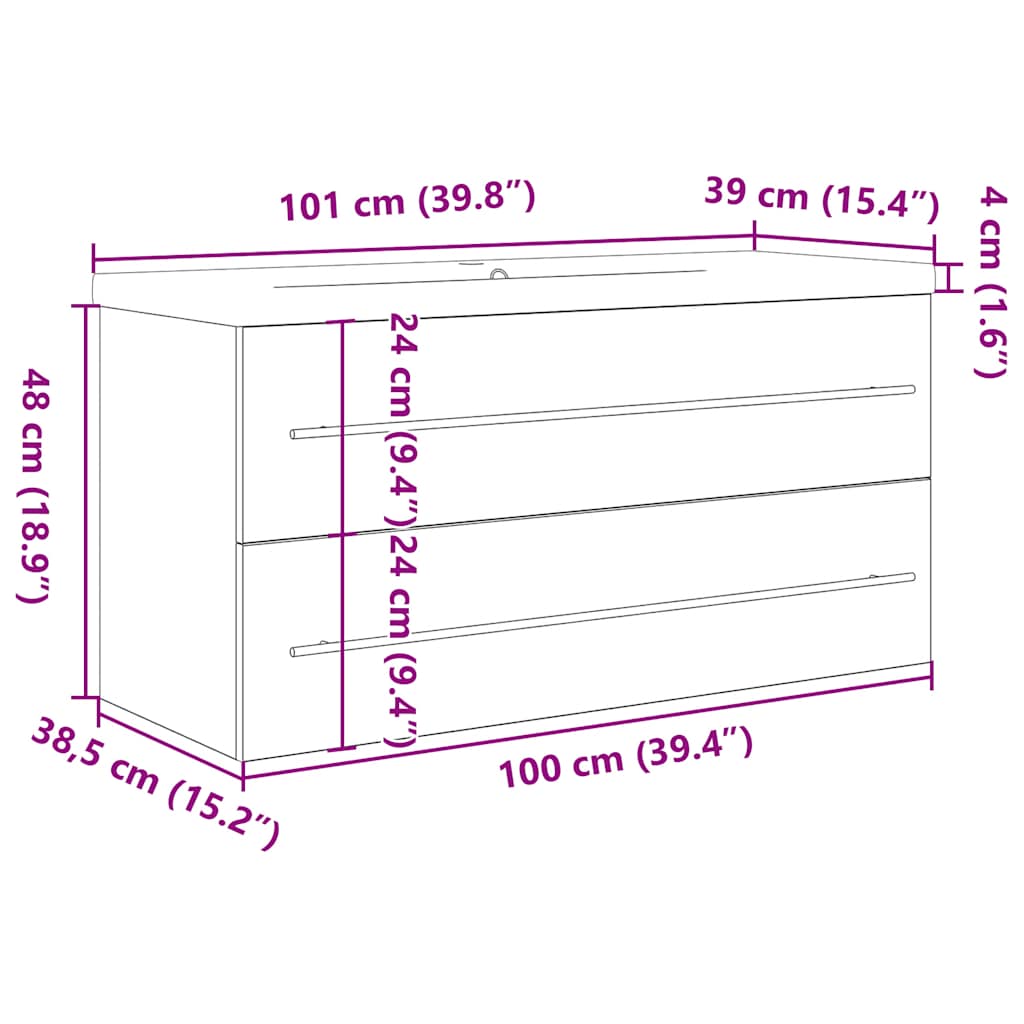 vidaXL 2 Piece Bathroom Furniture Set Sonoma Oak Engineered Wood