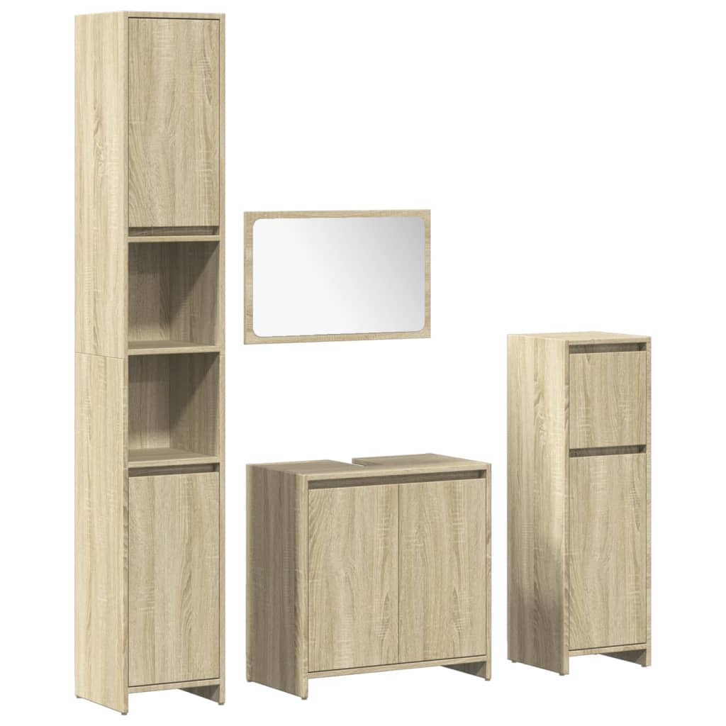 vidaXL 4 Piece Bathroom Furniture Set Sonoma Oak Engineered Wood