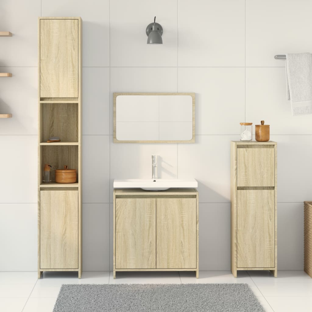 vidaXL 4 Piece Bathroom Furniture Set Sonoma Oak Engineered Wood