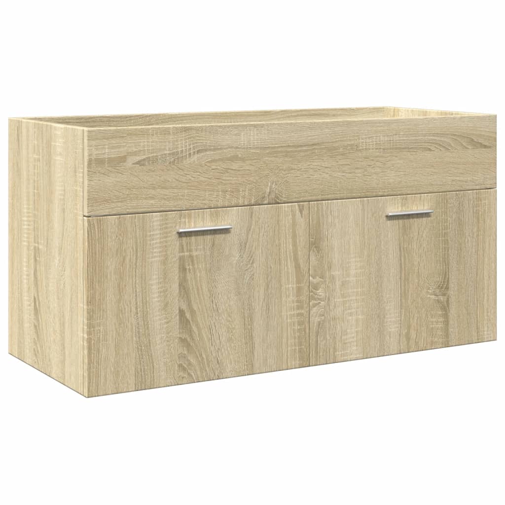 vidaXL 3 Piece Bathroom Furniture Set Sonoma Oak Engineered Wood