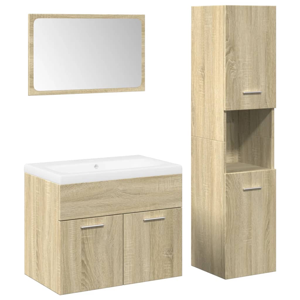 vidaXL 4 Piece Bathroom Furniture Set Sonoma Oak Engineered Wood