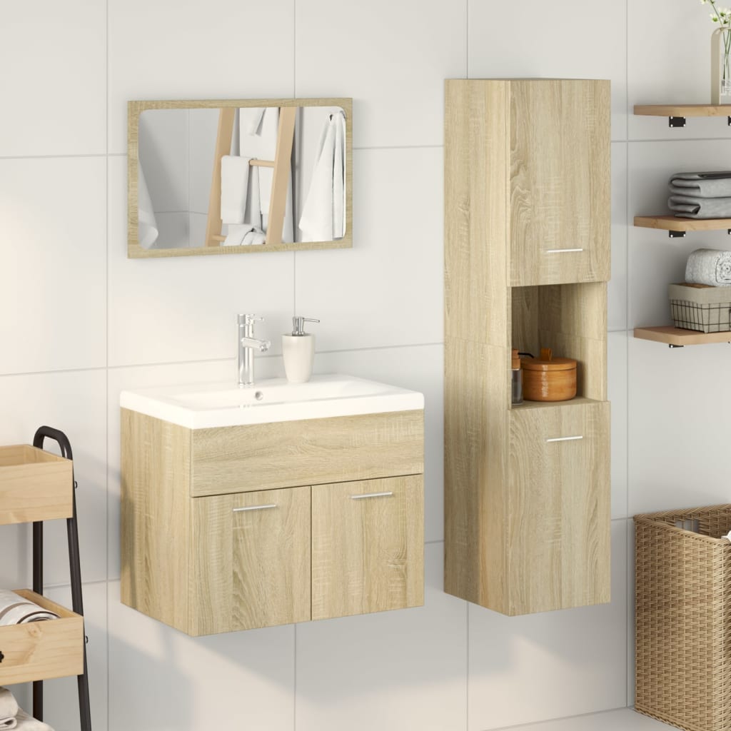 vidaXL 4 Piece Bathroom Furniture Set Sonoma Oak Engineered Wood