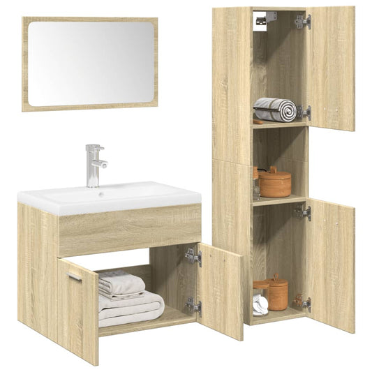 vidaXL 4 Piece Bathroom Furniture Set Sonoma Oak Engineered Wood