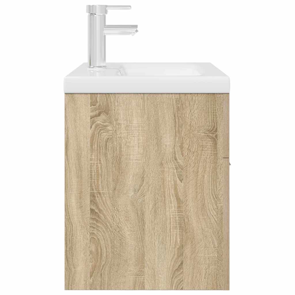 vidaXL Bathroom Sink Cabinet with Built-in Basin and Faucet Sonoma Oak