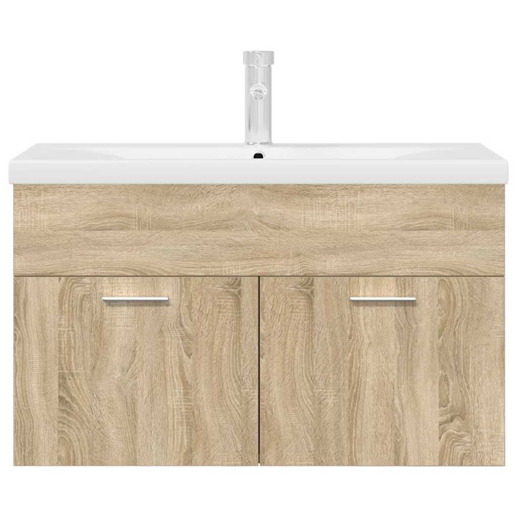 vidaXL Bathroom Sink Cabinet with Built-in Basin and Faucet Sonoma Oak