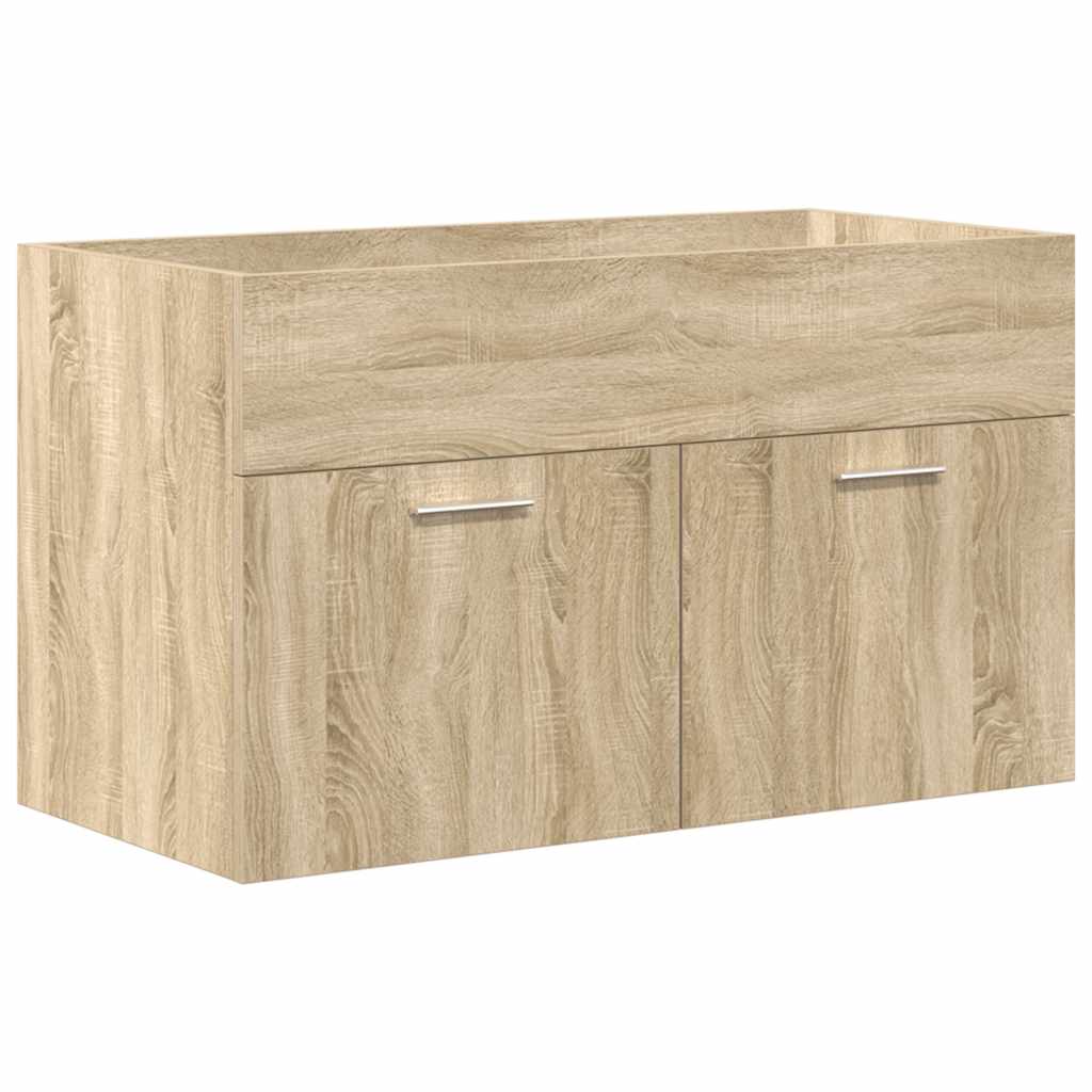 vidaXL Bathroom Sink Cabinet with Built-in Basin and Faucet Sonoma Oak