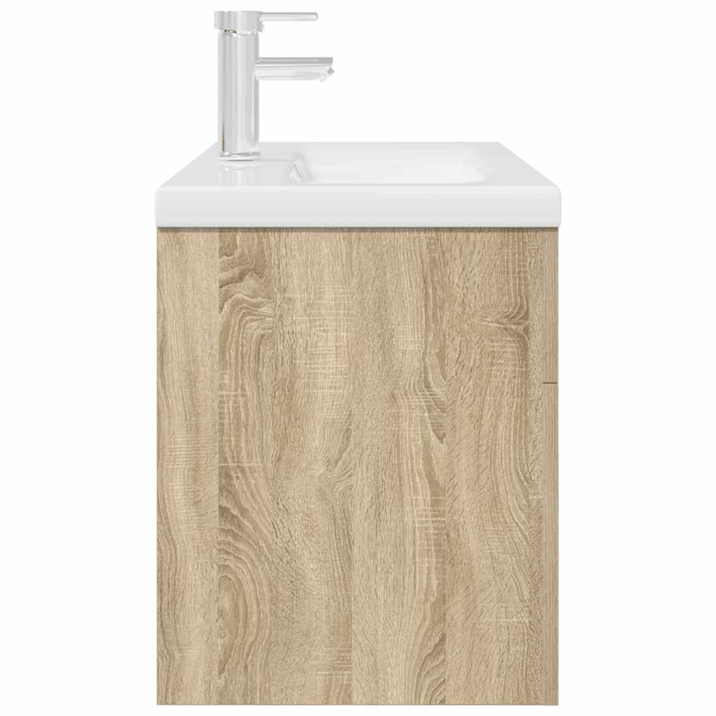 vidaXL Bathroom Sink Cabinet with Built-in Basin and Faucet Sonoma Oak