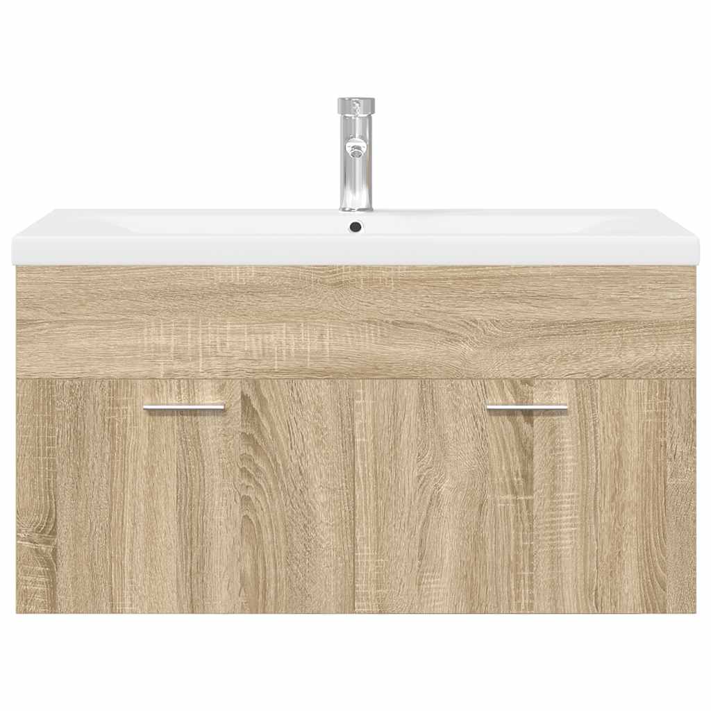 vidaXL Bathroom Sink Cabinet with Built-in Basin Sonoma Oak