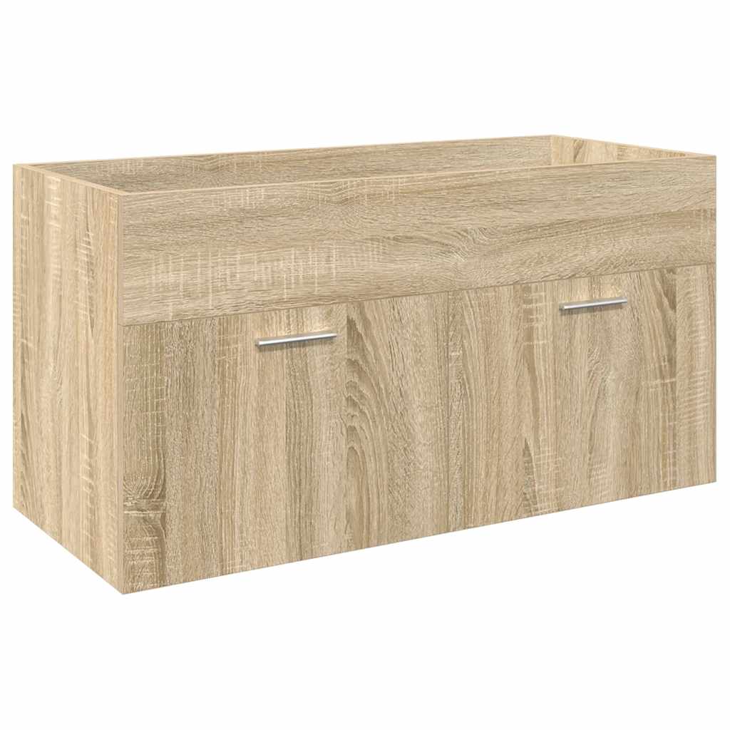 vidaXL Bathroom Sink Cabinet with Built-in Basin Sonoma Oak