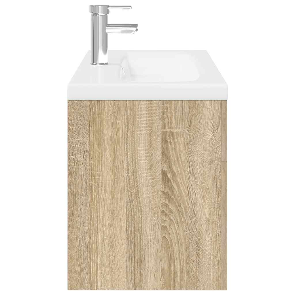 vidaXL Bathroom Sink Cabinet with Built-in Basin Sonoma Oak