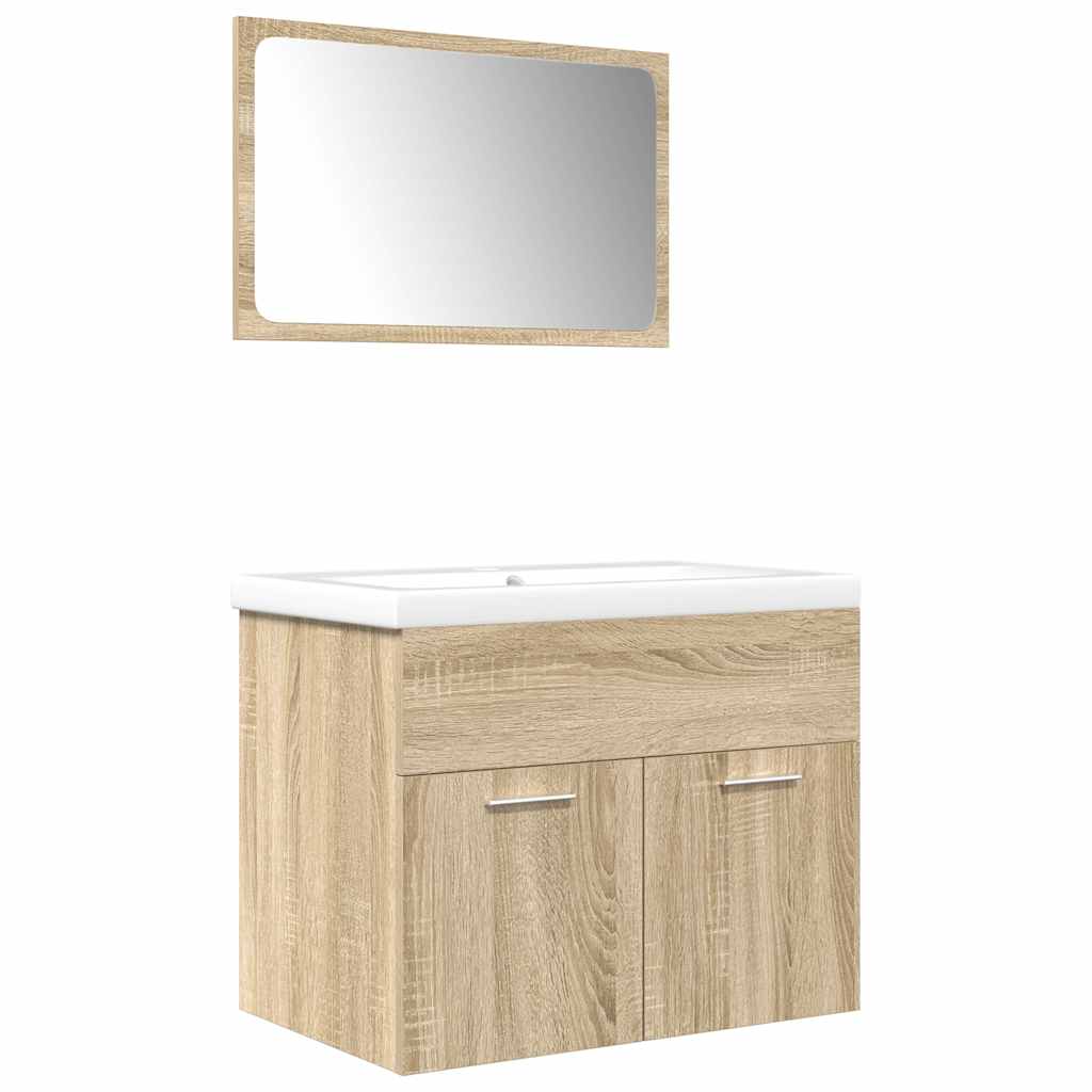 vidaXL 3 Piece Bathroom Furniture Set Sonoma Oak Engineered Wood