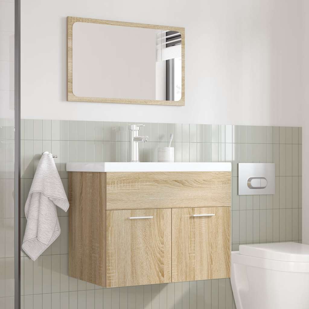 vidaXL 3 Piece Bathroom Furniture Set Sonoma Oak Engineered Wood