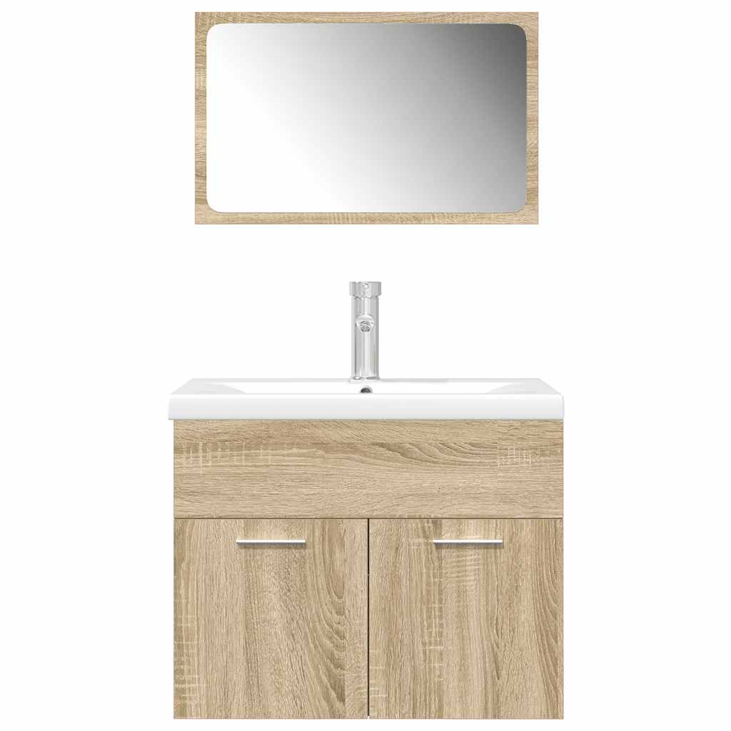 vidaXL 3 Piece Bathroom Furniture Set Sonoma Oak Engineered Wood