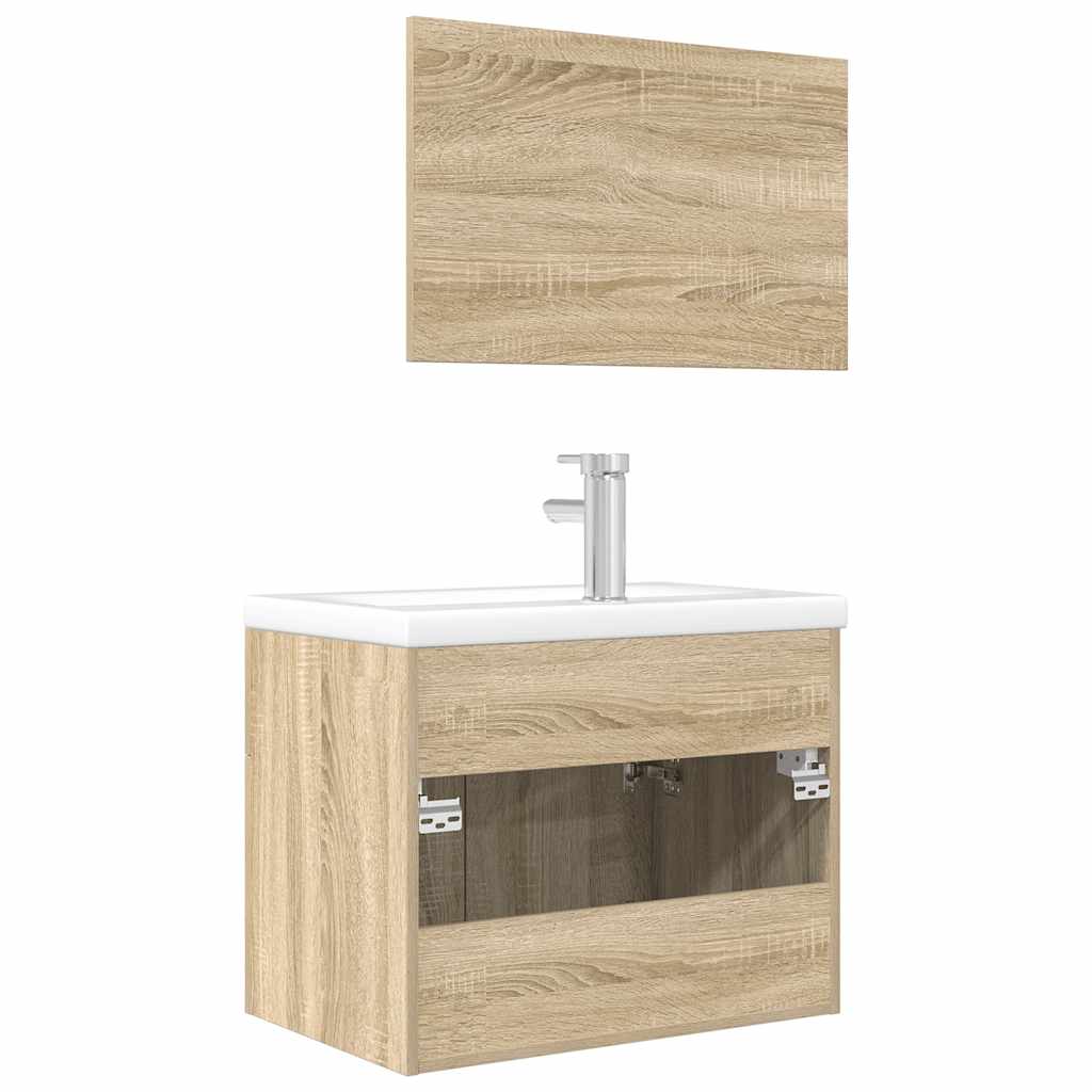 vidaXL 3 Piece Bathroom Furniture Set Sonoma Oak Engineered Wood