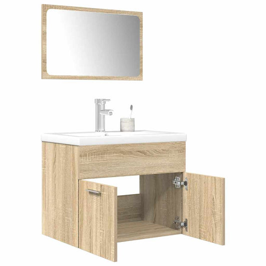 vidaXL 3 Piece Bathroom Furniture Set Sonoma Oak Engineered Wood