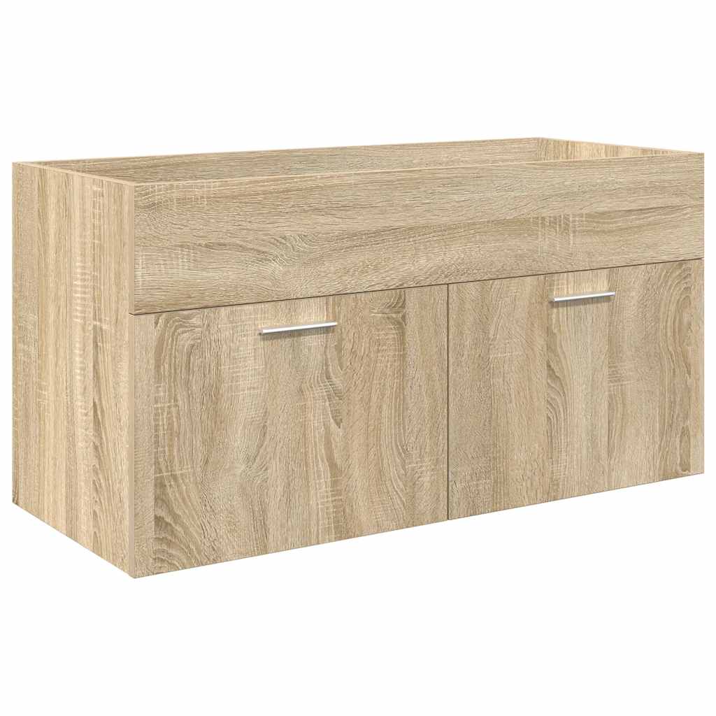 vidaXL 3 Piece Bathroom Furniture Set Sonoma Oak Engineered Wood