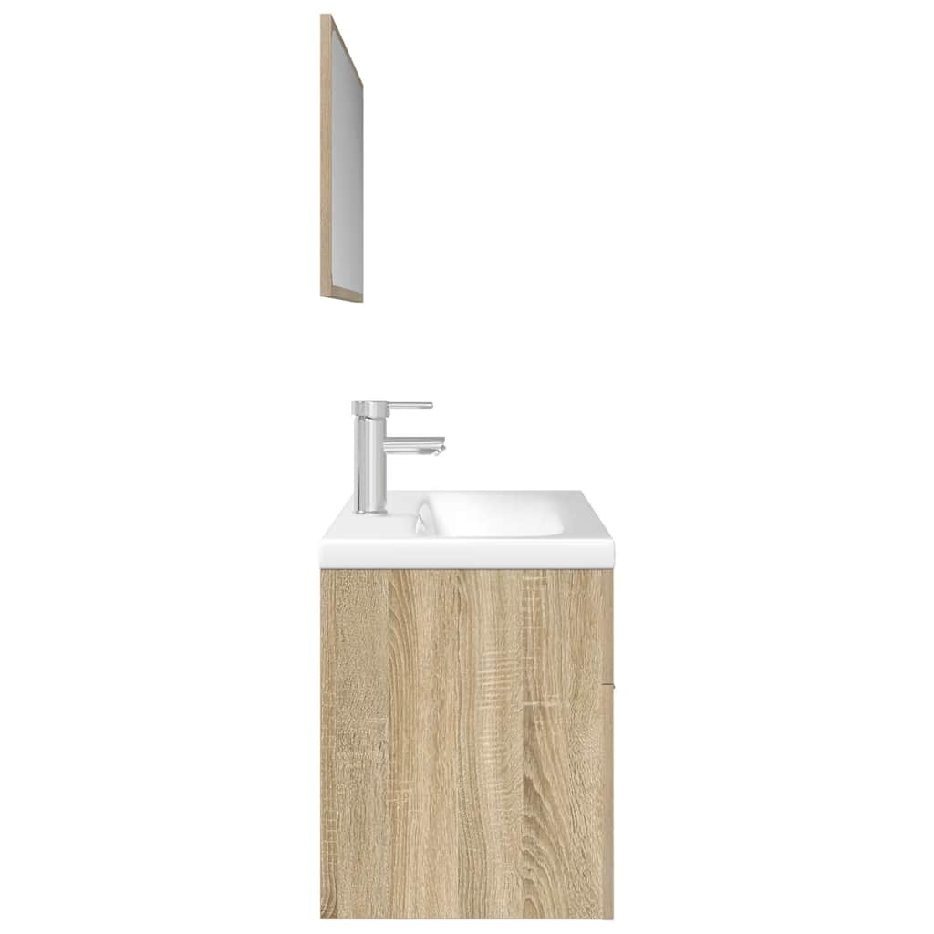 vidaXL 3 Piece Bathroom Furniture Set Sonoma Oak Engineered Wood