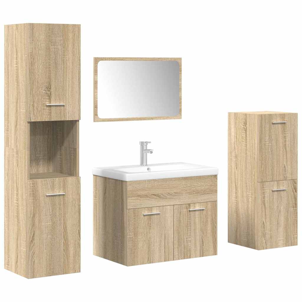 vidaXL 5 Piece Bathroom Furniture Set Sonoma Oak Engineered Wood