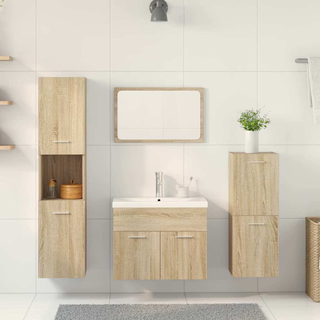 vidaXL 5 Piece Bathroom Furniture Set Sonoma Oak Engineered Wood