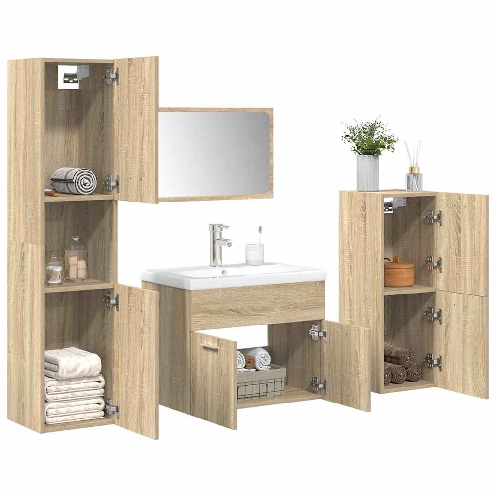 vidaXL 5 Piece Bathroom Furniture Set Sonoma Oak Engineered Wood