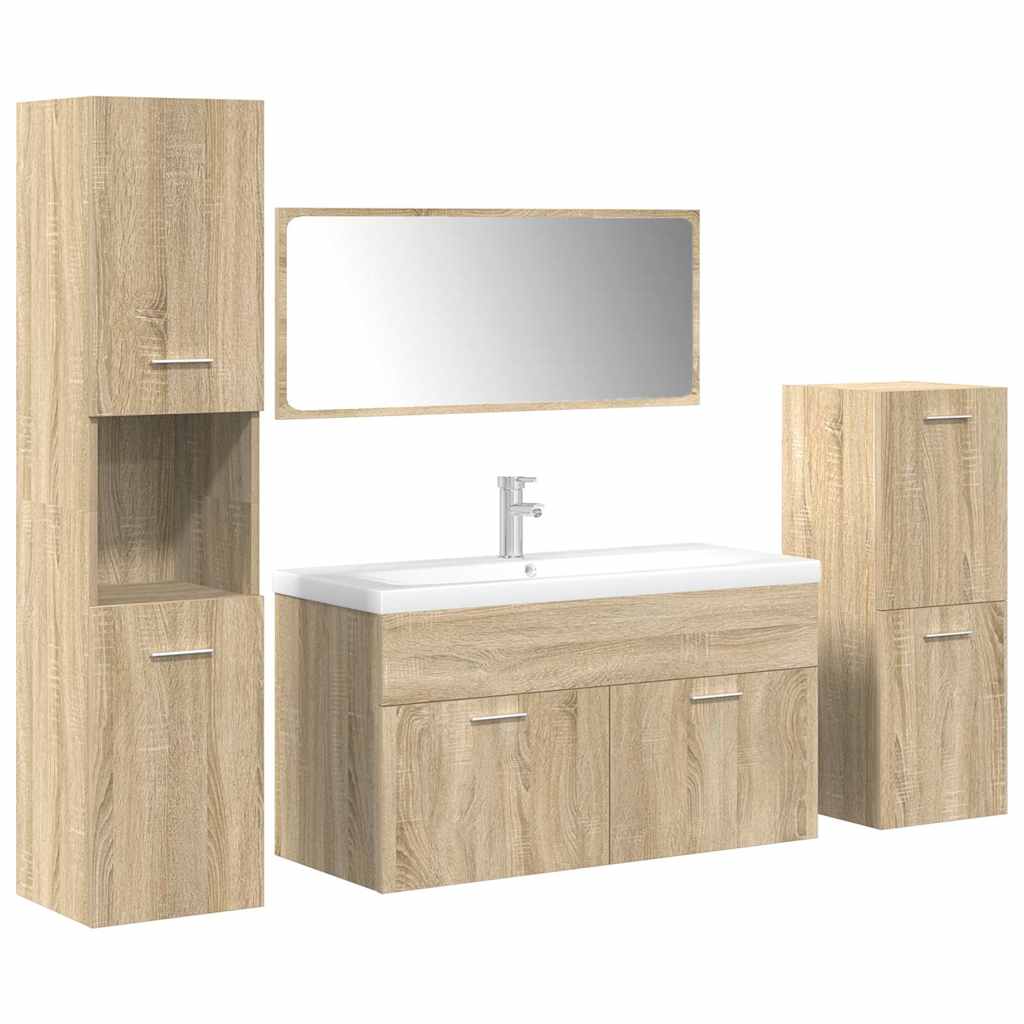 vidaXL 5 Piece Bathroom Furniture Set Sonoma Oak Engineered Wood