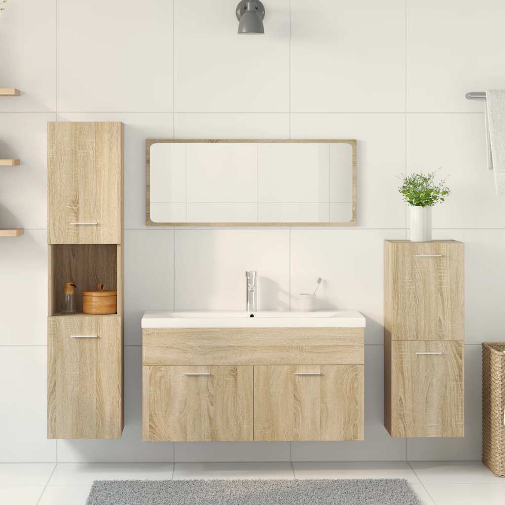 vidaXL 5 Piece Bathroom Furniture Set Sonoma Oak Engineered Wood