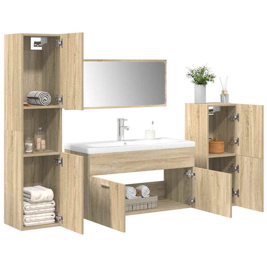 vidaXL 5 Piece Bathroom Furniture Set Sonoma Oak Engineered Wood