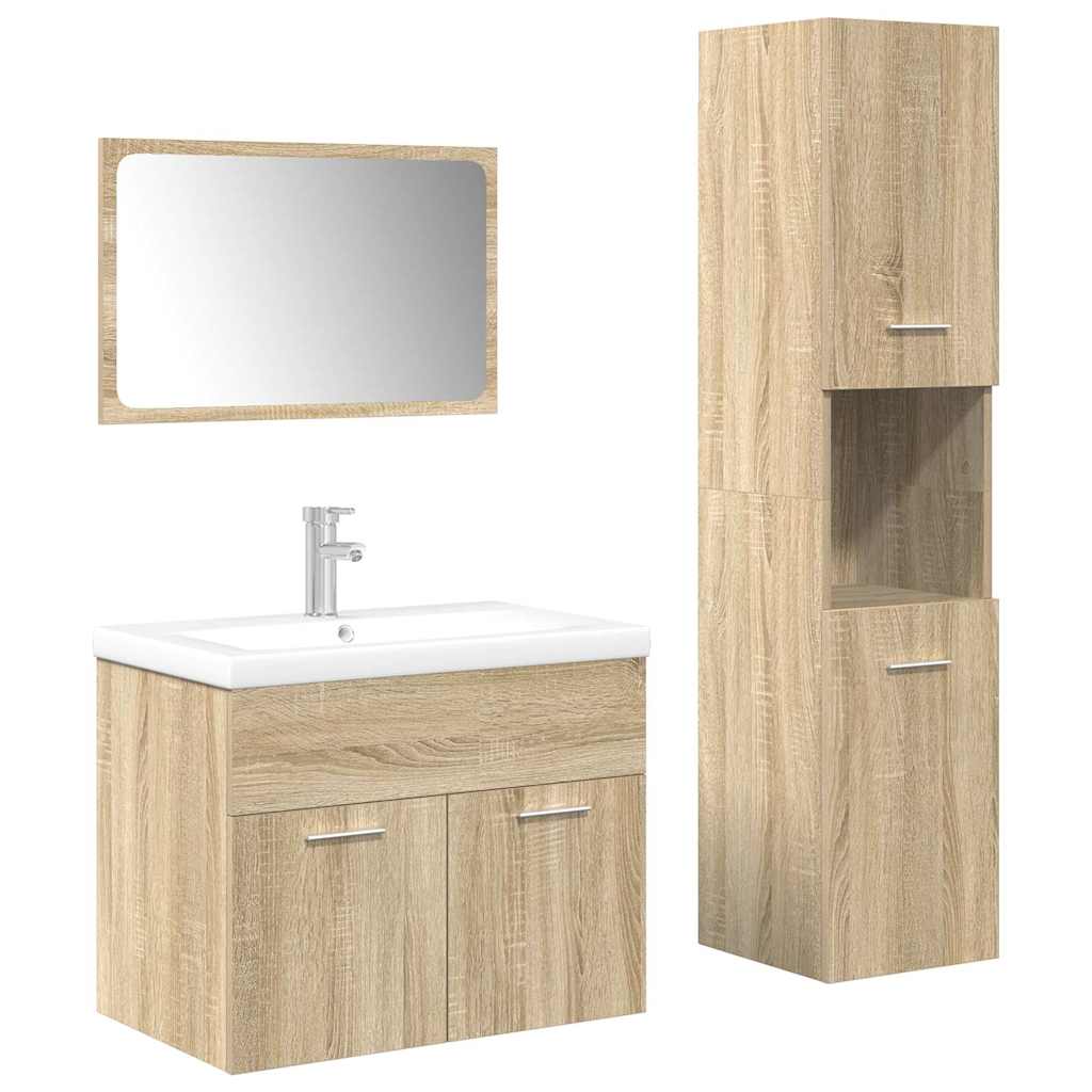 vidaXL 4 Piece Bathroom Furniture Set Sonoma Oak Engineered Wood