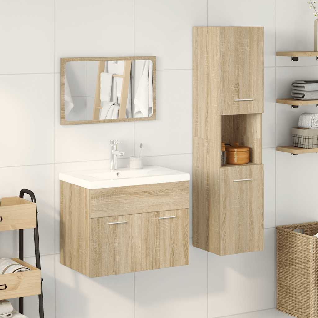 vidaXL 4 Piece Bathroom Furniture Set Sonoma Oak Engineered Wood